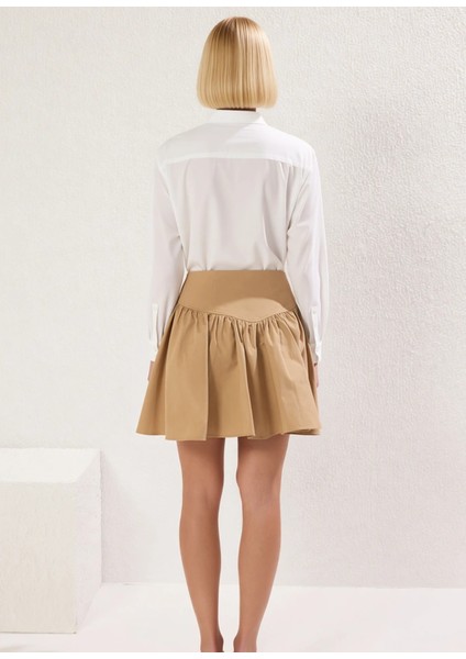 Kadın Yüksek Bel Kloş Mini Etek Bağlama Detaylı Gabardin Fonksiyonel Dayanıklı Kaliteli Şık indirimleri