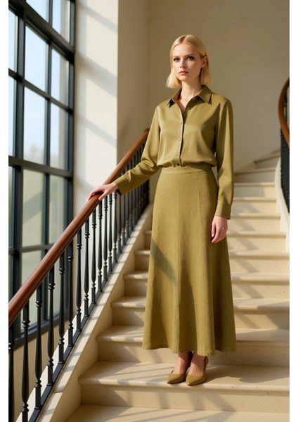 Kadın %100 Keten Midi Etek Düz Kalıp Fonksiyonel Dayanıklı Kaliteli Konforlu Estetik Rahat fiyatları