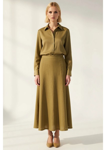 Kadın %100 Keten Midi Etek Düz Kalıp Fonksiyonel Dayanıklı Kaliteli Konforlu Estetik Rahat modelleri