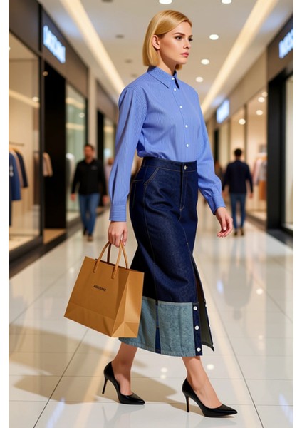 Kadın %100 Pamuk A Kesim Düz Midi Etek Fonksiyonel Dayanıklı Kaliteli Konforlu Estetik Şık modelleri