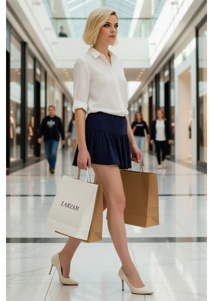 Kadın Yüksek Bel Fırfırlı Mini Esnek Örme Etek Fonksiyonel Dayanıklı Kaliteli Konforlu Şık modelleri