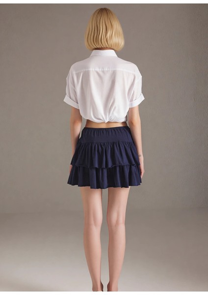 Kadın Yüksek Bel Fırfırlı Mini Esnek Örme Etek Fonksiyonel Dayanıklı Kaliteli Konforlu Şık indirimleri