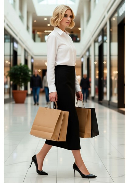 Kadın Yüksek Bel Kalem Yırtmaçlı Örme Etek Fonksiyonel Dayanıklı Kaliteli Konforlu Estetik modelleri