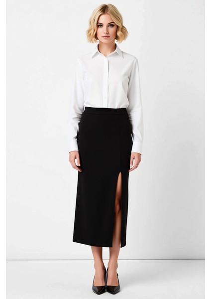 Kadın Yüksek Bel Kalem Yırtmaçlı Örme Etek Fonksiyonel Dayanıklı Kaliteli Konforlu Estetik fırsatları