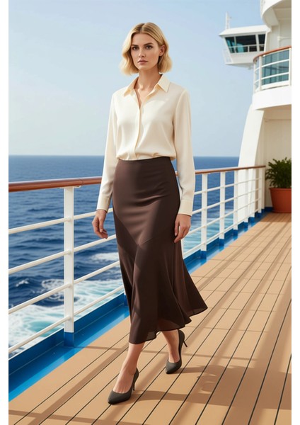 Kadın Asimetrik Kalıp Düşük Bel Maxi Boy Dokuma Etek %100 Viskoz Fonksiyonel Dayanıklı Şık