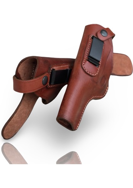 %100 Hakiki Deri Tabanca Kılıfı Luger P08 Uyumlu Universal 9mm Sağ / Sol El, Siyah & Kahverengi Kemer Klipsli fiyatları
