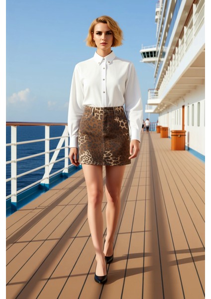 Kadın %100 Pamuk A Kesim Yüksek Bel Mini Etek Fonksiyonel Dayanıklı Kaliteli Konforlu Spor