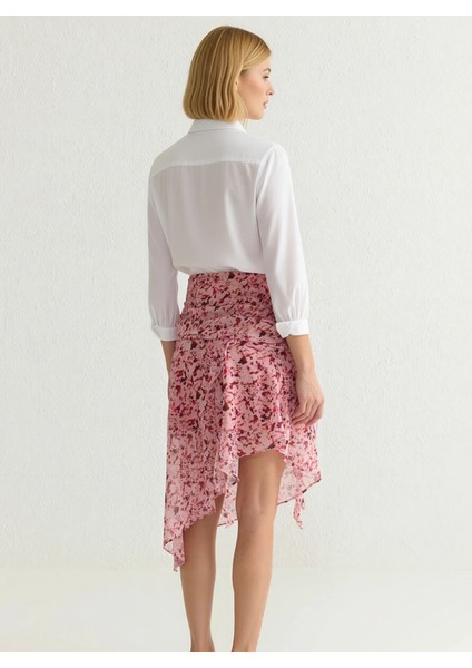 Kadın Asimetrik Midi Boy Şifon Dokuma Etek Çiçekli Desen Fonksiyonel Dayanıklı Kaliteli Şık indirimleri