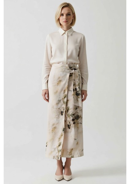 Kadın Batik Desenli Yüksek Bel Midi Sarong Kalıp Dokuma Etek %100 Pamuk Fonksiyonel Modern fırsatları