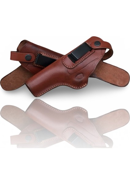 %100 Hakiki Deri Tabanca Kılıfı Luger P08 Uyumlu Universal 9mm Sağ / Sol El, Siyah & Kahverengi Kemer Klipsli fırsatları