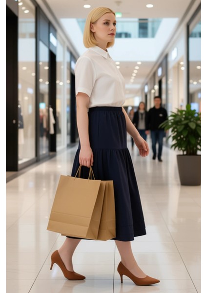 Kadın Midi Etek Düz Dokuma A Kesim %50 Pamuk %50 Polyester Fonksiyonel Dayanıklı Kaliteli Şık modelleri