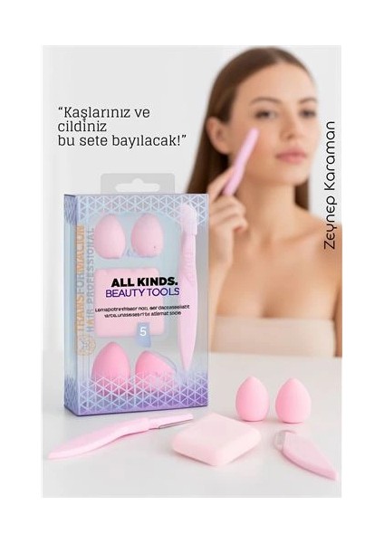 Bfs 5’li Makyaj Süngeri ve Kaş Usturası Seti – Profesyonel Güzellik Araçları