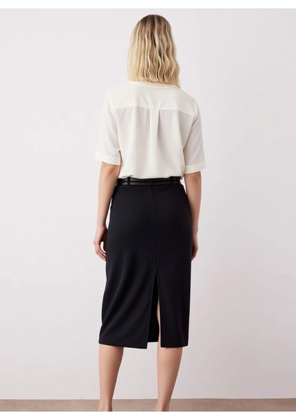 Kadın Yüksek Bel Kalem Midi Etek Çift Kemerli Fonksiyonel Dayanıklı Kaliteli Konforlu Spor indirimleri