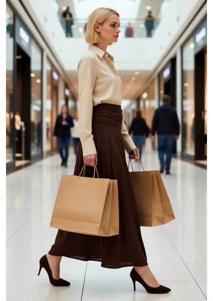 Kadın Maxi Etek Yüksek Bel Pileli Düz Örme %94 Polyester %6 Elastan Fonksiyonel Dayanıklı Şık modelleri