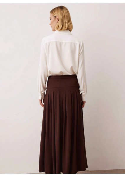 Kadın Maxi Etek Yüksek Bel Pileli Düz Örme %94 Polyester %6 Elastan Fonksiyonel Dayanıklı Şık indirimleri