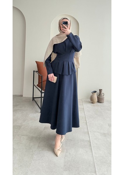 Belden Bağlamalı Etekli Scuba Takım – Lacivert modelleri