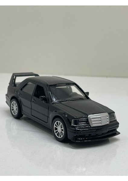 Mercedes Benz 190E Evo Siyah Metalik Metal Çek Bırak Işıklı Sesli Diest Car 1:36 Ölçek Oyuncak