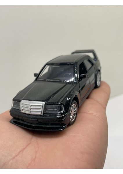 Mercedes Benz 190E Evo Siyah Metalik Metal Çek Bırak Işıklı Sesli Diest Car 1:36 Ölçek Oyuncak modelleri