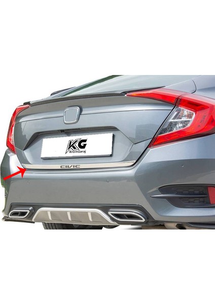 Honda Civic Fc5 2016 Üzeri Yazılı Krom Bagaj Alt Çıtası