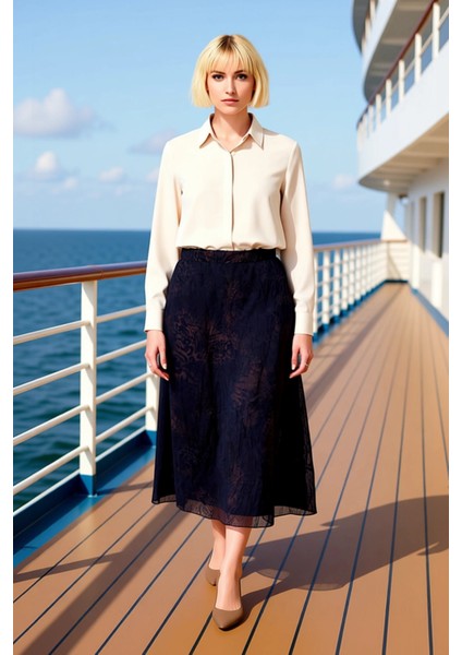 Kadın Midi Dokuma Etek Yüksek Bel Pilili Animal Desenli Fonksiyonel Dayanıklı Kaliteli Şık