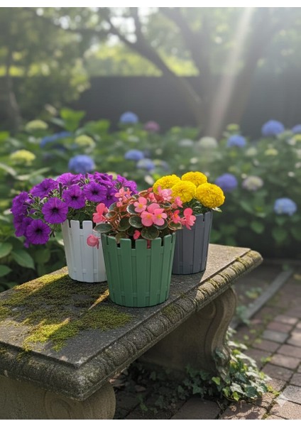 3 Lü Saksı Seti Iç Hazneli Çit Model Saksı 3,5 Litre fiyatları