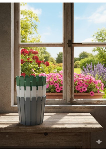 3 Lü Saksı Seti Iç Hazneli Çit Model Saksı 3,5 Litre