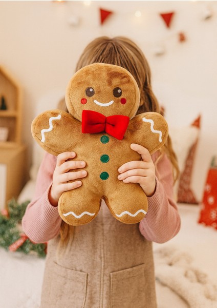 Kurabiye Adam Peluş Yastık, Uyku Arkadaşı Peluş, Yılbaşı Tay Tüyü Kumaş Kurabiye Adam 32 Cm