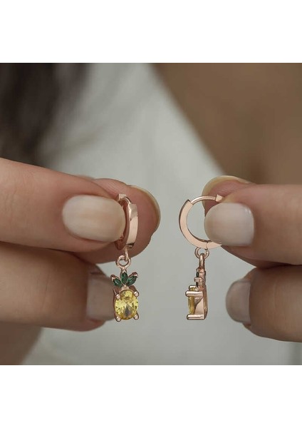 Gümüş Ananas Figür Meyve Küpe fırsatları