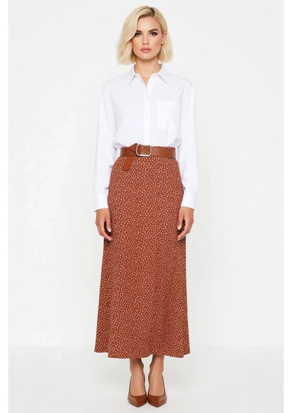 Kadın Puantiye Desenli Maxi Boy Dokuma Etek Yüksek Bel A Kesim Fonksiyonel Dayanıklı Rahat fırsatları