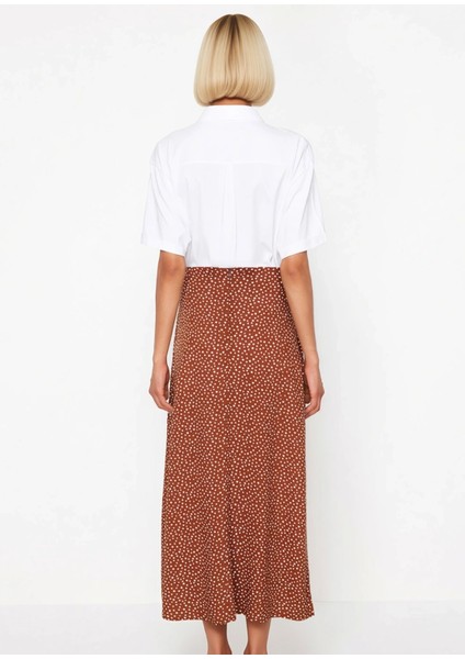 Kadın Puantiye Desenli Maxi Boy Dokuma Etek Yüksek Bel A Kesim Fonksiyonel Dayanıklı Rahat indirimleri