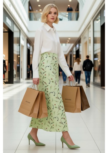 Kadın Puantiye Desenli Maxi Boy Dokuma Etek Yüksek Bel A Kesim Fonksiyonel Dayanıklı Rahat modelleri