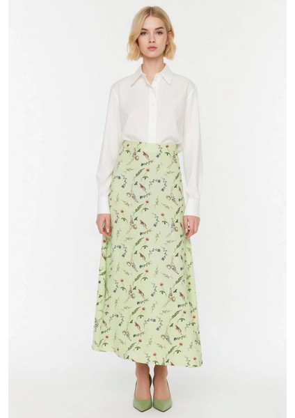 Kadın Puantiye Desenli Maxi Boy Dokuma Etek Yüksek Bel A Kesim Fonksiyonel Dayanıklı Rahat fırsatları