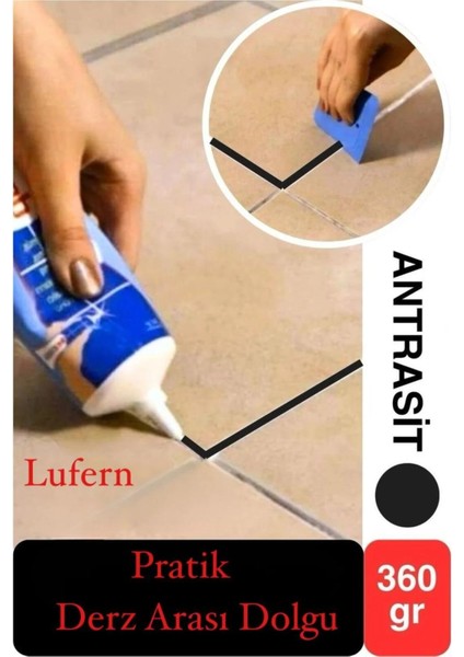 Premium Fayans Arası Antrasit Hazır Derz Dolgu Gaga Uç Tüp Mermer Mutfak Banyo Zemin Duvar Onarıcı