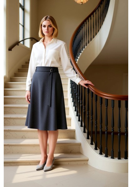 Kadın Midi Kloş Etek Çizgili Dokuma Poliviskon Kalıp Fonksiyonel Dayanıklı Kaliteli Modern fiyatları