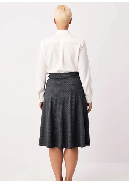 Kadın Midi Kloş Etek Çizgili Dokuma Poliviskon Kalıp Fonksiyonel Dayanıklı Kaliteli Modern indirimleri