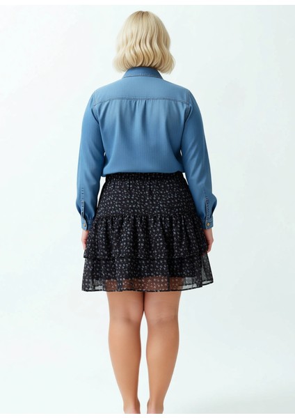 Kadın Fırfırlı Mini Etek Düşük Bel Çiçek Desenli Şifon Kumaş Fonksiyonel Dayanıklı Estetik indirimleri