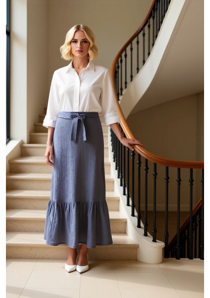 Kadın Maxi Etek Fırfır Detaylı %100 Pamuk A Kesim Düz Desenli Fonksiyonel Dayanıklı Modern fiyatları