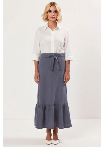 Kadın Maxi Etek Fırfır Detaylı %100 Pamuk A Kesim Düz Desenli Fonksiyonel Dayanıklı Modern fırsatları