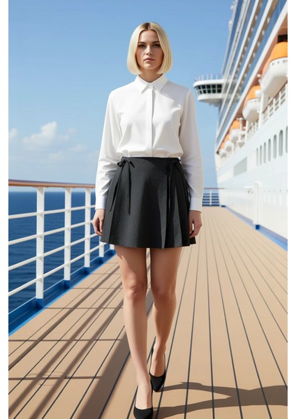 Kadın Düz Desen A Kesim Mini Dokuma Etek Fonksiyonel Dayanıklı Kaliteli Konforlu Estetik Şık