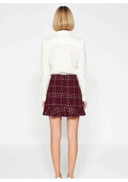 Kadın Yüksek Bel A Line Tüvit Mini Etek Düğmeli Volanlı Fonksiyonel Dayanıklı Kaliteli Şık indirimleri