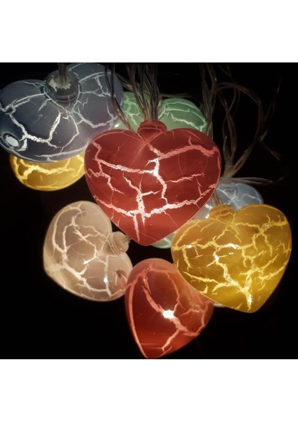Rengarenk Çatlak Kalp 10'lu Dekoratif LED Lamba, 2 Metre, Şık ve Neşeli Aydınlatma fiyatları
