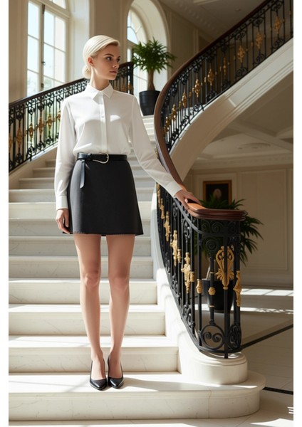 Kadın Kemerli A Kesim Mini Triko Etek %50 Pamuk %50 Akrilik Fonksiyonel Dayanıklı Kaliteli fiyatları