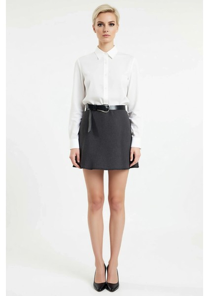 Kadın Kemerli A Kesim Mini Triko Etek %50 Pamuk %50 Akrilik Fonksiyonel Dayanıklı Kaliteli modelleri