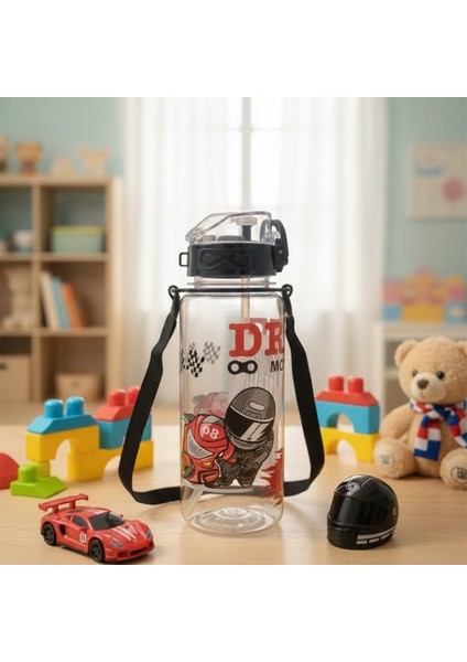 Desenli Otomatik Kapak Pipetli Okul Matarası, Plastik Çocuk Matarası 500 ml fiyatları