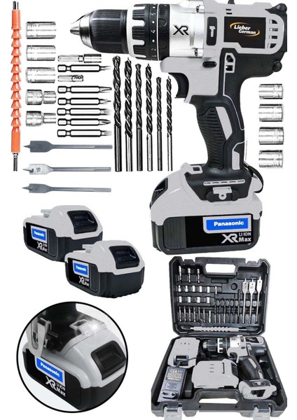 Titan Series LGG5800 30 Parça Darbeli Çelik Şanzuman Çift Akülü Profesyonel Şarjlı Vidalama Matkap