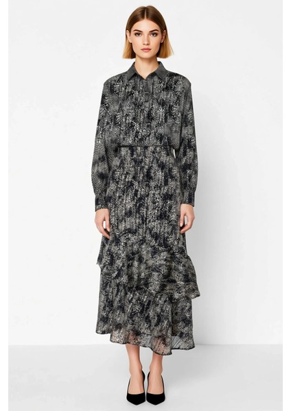 Kadın Maxi Etek Yüksek Bel Hayvan Desenli Şifon Kalıp Fonksiyonel Dayanıklı Kaliteli Rahat fırsatları