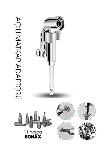 Bfs 105° Açılı Matkap Adaptörü Seti – 1/4” Hex Şaftlı, 11 Parça Çok Fonksiyonlu Vidala