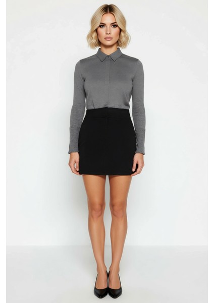 Kadın Yüksek Bel Fermuarlı Interlok Mini Etek Fonksiyonel Dayanıklı Kaliteli Konforlu Spor fırsatları