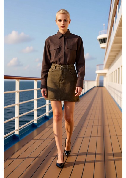 Kadın %100 Pamuk A Kesim Yüksek Bel Mini Etek Fonksiyonel Dayanıklı Kaliteli Konforlu Spor