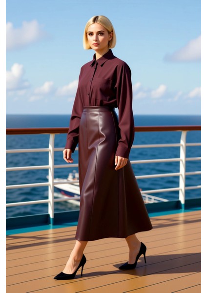 Kadın Yüksek Bel A Kesim Maxi Etek Cep Detaylı Fonksiyonel Dayanıklı Kaliteli Konforlu Şık